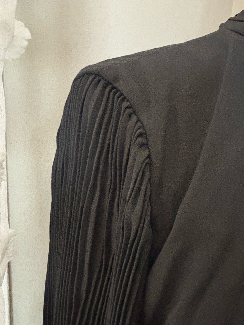 NEW Milly Black Long-Sleeve Pleated-Waist Dress Size 8 - Picture 8 of 15